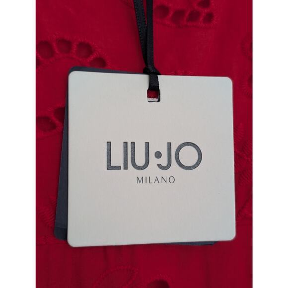 Liu Jo Milano Red Maxi Dress IT 38 US 2 Cotton Sleeveless Elegant Italian Long - Picture 4 of 10
